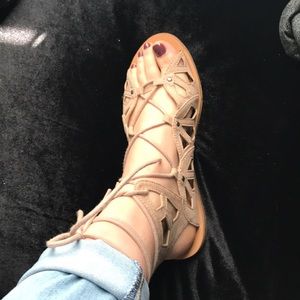 Tan Lace up Sandals
